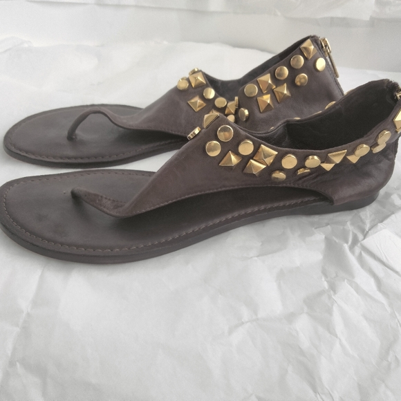 Tory Burch brown gladiator gold stud sandal size 7.5M - Picture 9 of 15